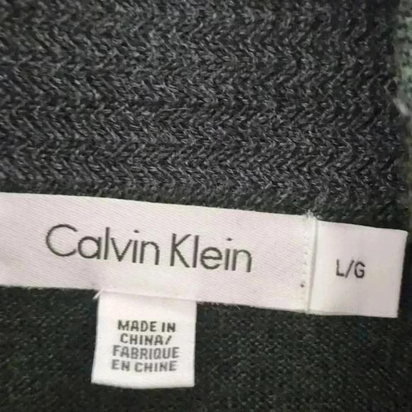 Calvin Klein Merino Wool Blend Green Mock neck Pullover Sweater‎ Men's L - Picture 6 of 8